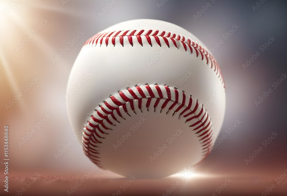 A closeup of a white baseball with red stitching A closeup of a white baseball with red stitching