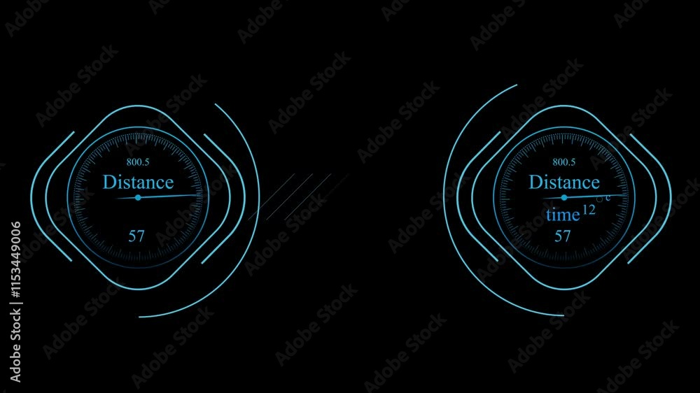 Digital meter box icon. Distance time meter concept animated on black background. mz_