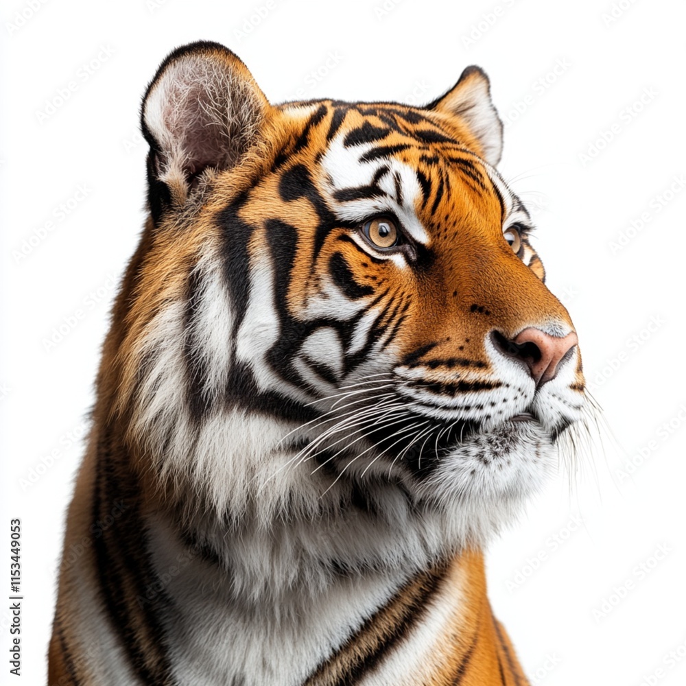 Obraz premium a tiger set against a white backdrop.