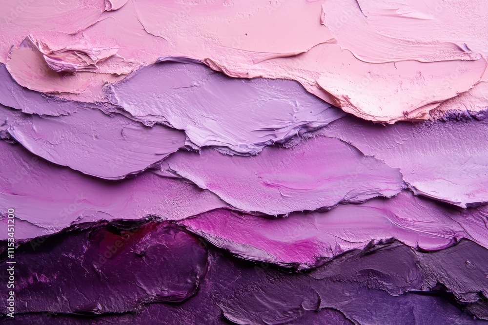Multi-layered textures in shades of purple and pink showcasing thick, expressive strokes Multi-layered textures in shades of purple and pink showcasing thick, expressive strokes