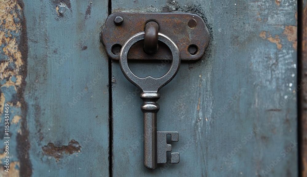 Antique Skeleton Key in Rusty Metal Lock: Exploring History and Craftsmanship Antique Skeleton Key in Rusty Metal Lock: Exploring History and Craftsmanship
