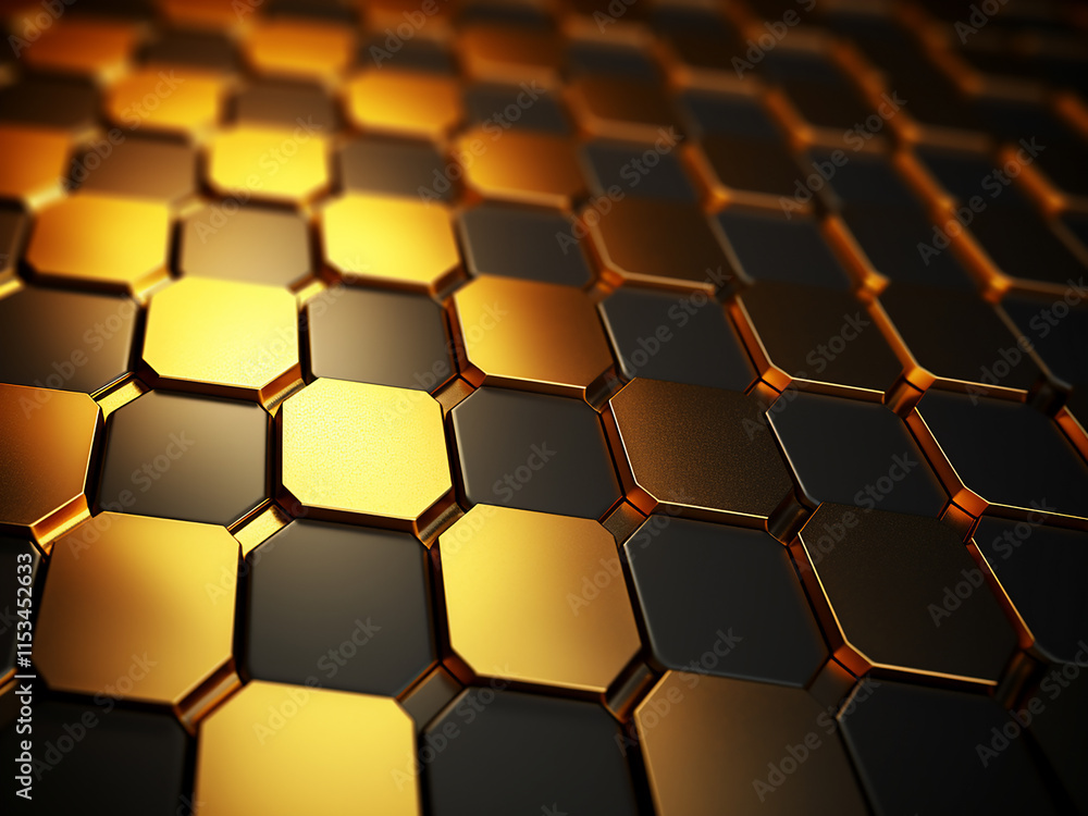 Carbon gold metallic pattern design in 3D showcasing a sleek and polished surface