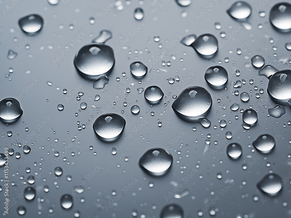 Closeup of water droplets with shadows on a grey background creating an abstract texture Closeup of water droplets with shadows on a grey background creating an abstract texture