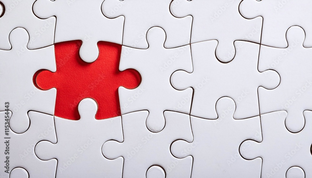 White Jigsaw Puzzles with a Single Red Piece White Jigsaw Puzzles with a Single Red Piece
