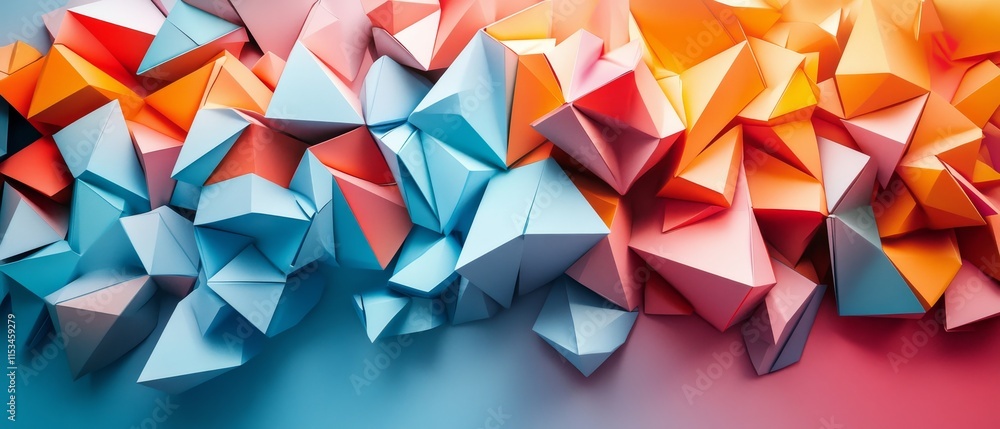 Fototapeta premium Interconnected polygonal shapes forming a complex abstract design. Generative AI