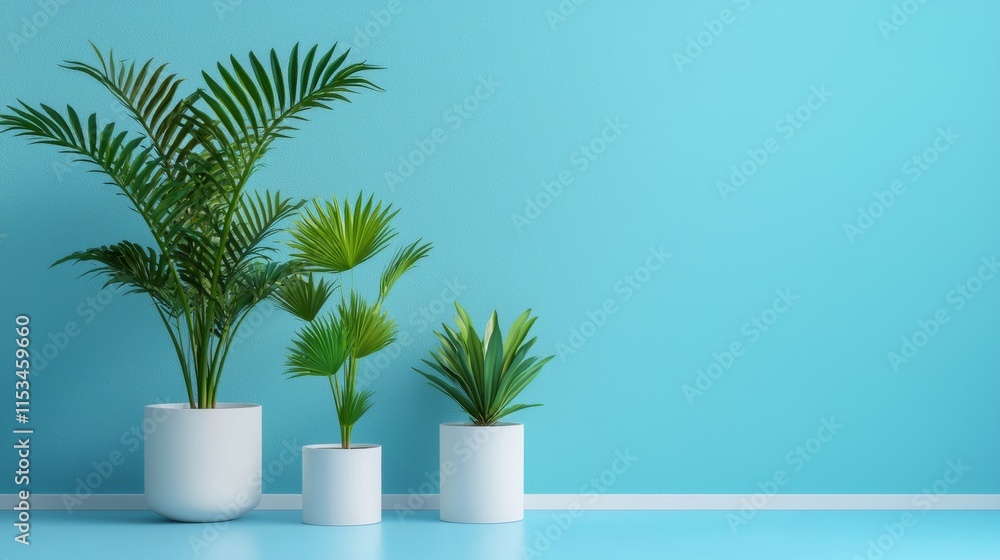 Minimalist indoor plant arrangement with white pots Minimalist indoor plant arrangement with white pots