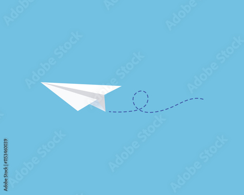 Origami paper airplane flying in the air email sending concept Message to the recipient. vector illustration.