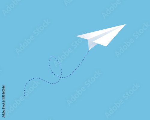 Origami paper airplane flying in the air email sending concept Message to the recipient. vector illustration.