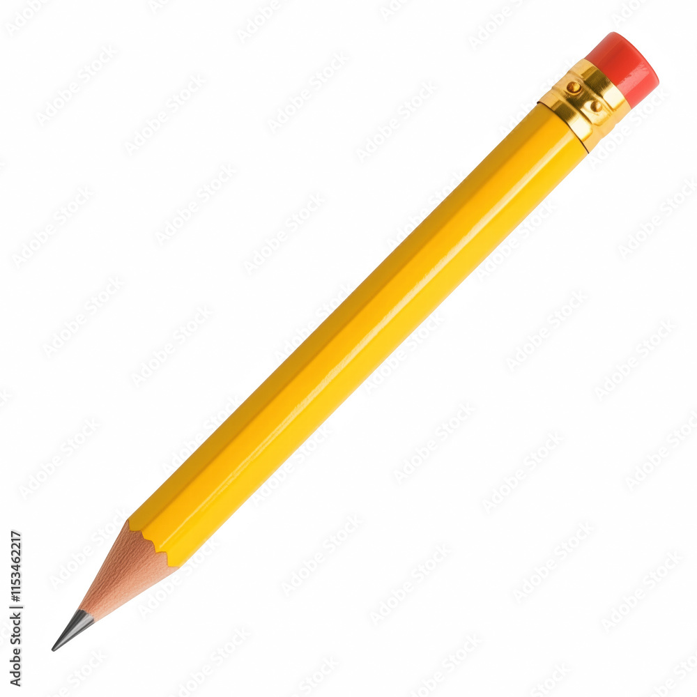 Yellow Pencil isolated on transparent background Generative Ai. Yellow Pencil isolated on transparent background Generative Ai.