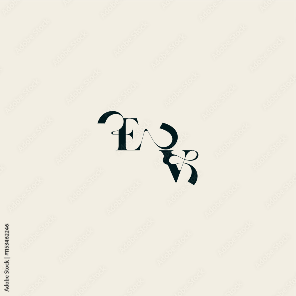 wedding monogram elegant VE bold and hairline initial letter fancy curve logo wedding monogram elegant VE bold and hairline initial letter fancy curve logo