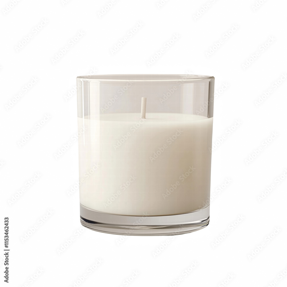 white candle in clear glass container isolated on transparent background Generative Ai. white candle in clear glass container isolated on transparent background Generative Ai.