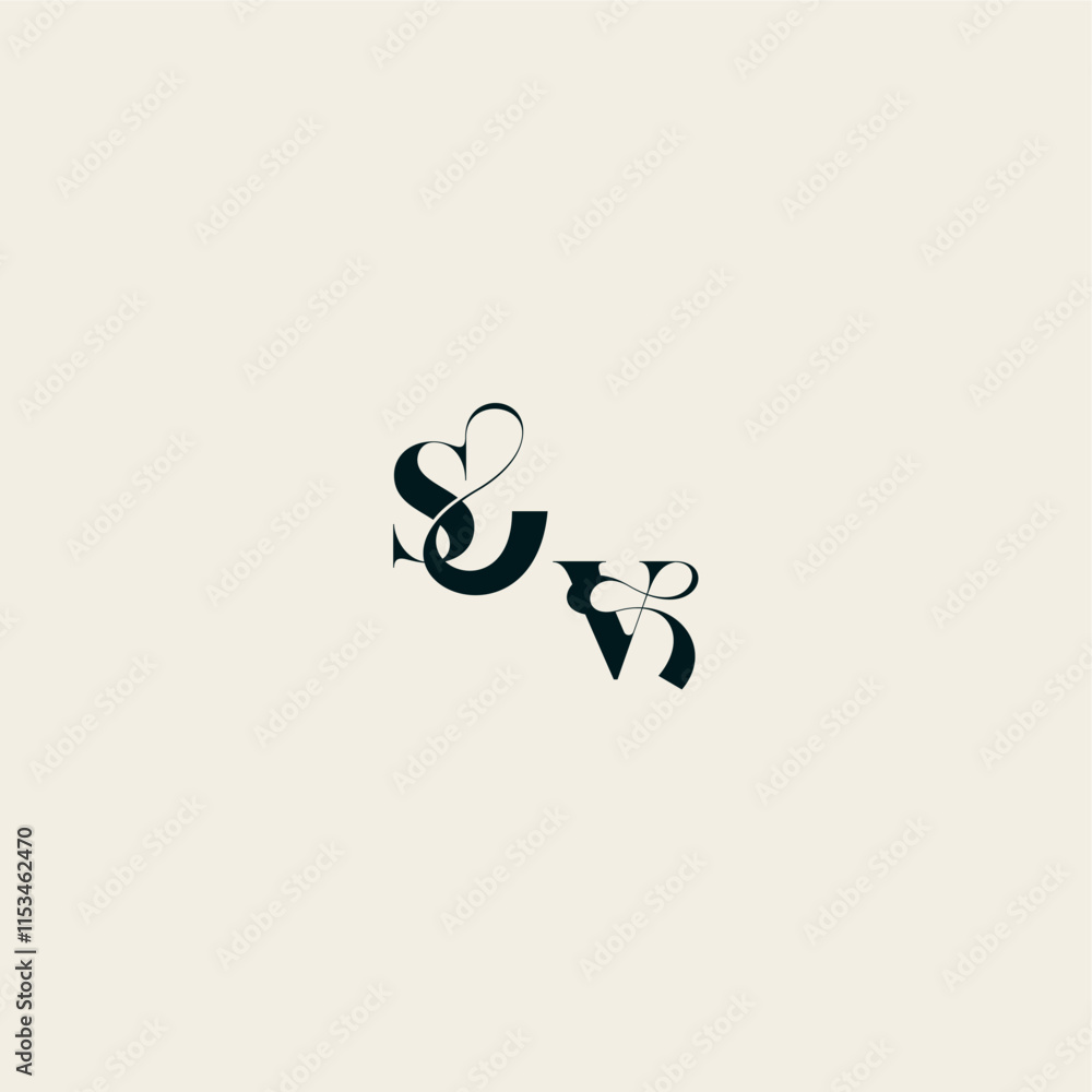 wedding monogram elegant VS bold and hairline initial letter fancy curve logo wedding monogram elegant VS bold and hairline initial letter fancy curve logo