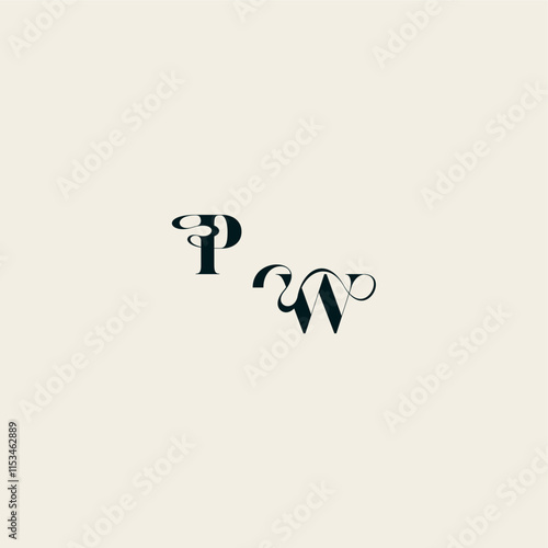 wedding monogram elegant WP bold and hairline initial letter fancy curve logo