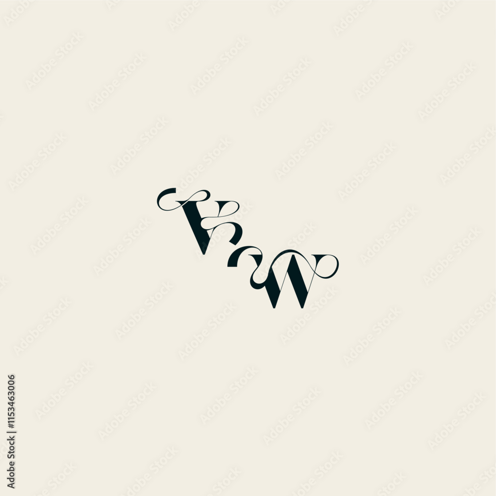 wedding monogram elegant WV bold and hairline initial letter fancy curve logo wedding monogram elegant WV bold and hairline initial letter fancy curve logo