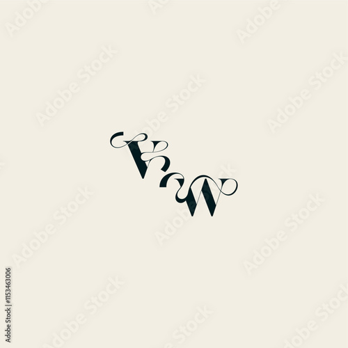 wedding monogram elegant WV bold and hairline initial letter fancy curve logo