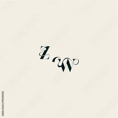 WZ letter wedding monogram elegant fancy curve logo bold and hairline initial