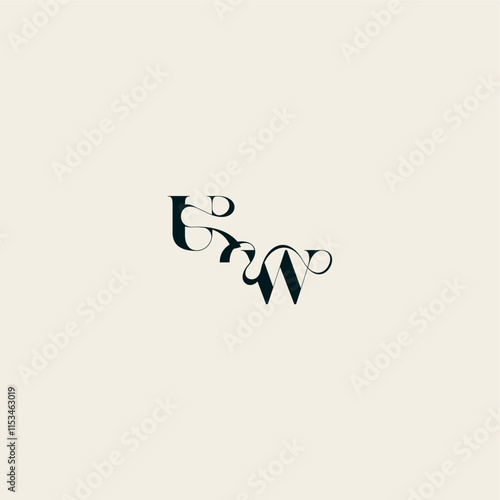 wedding monogram elegant WU bold and hairline initial letter fancy curve logo