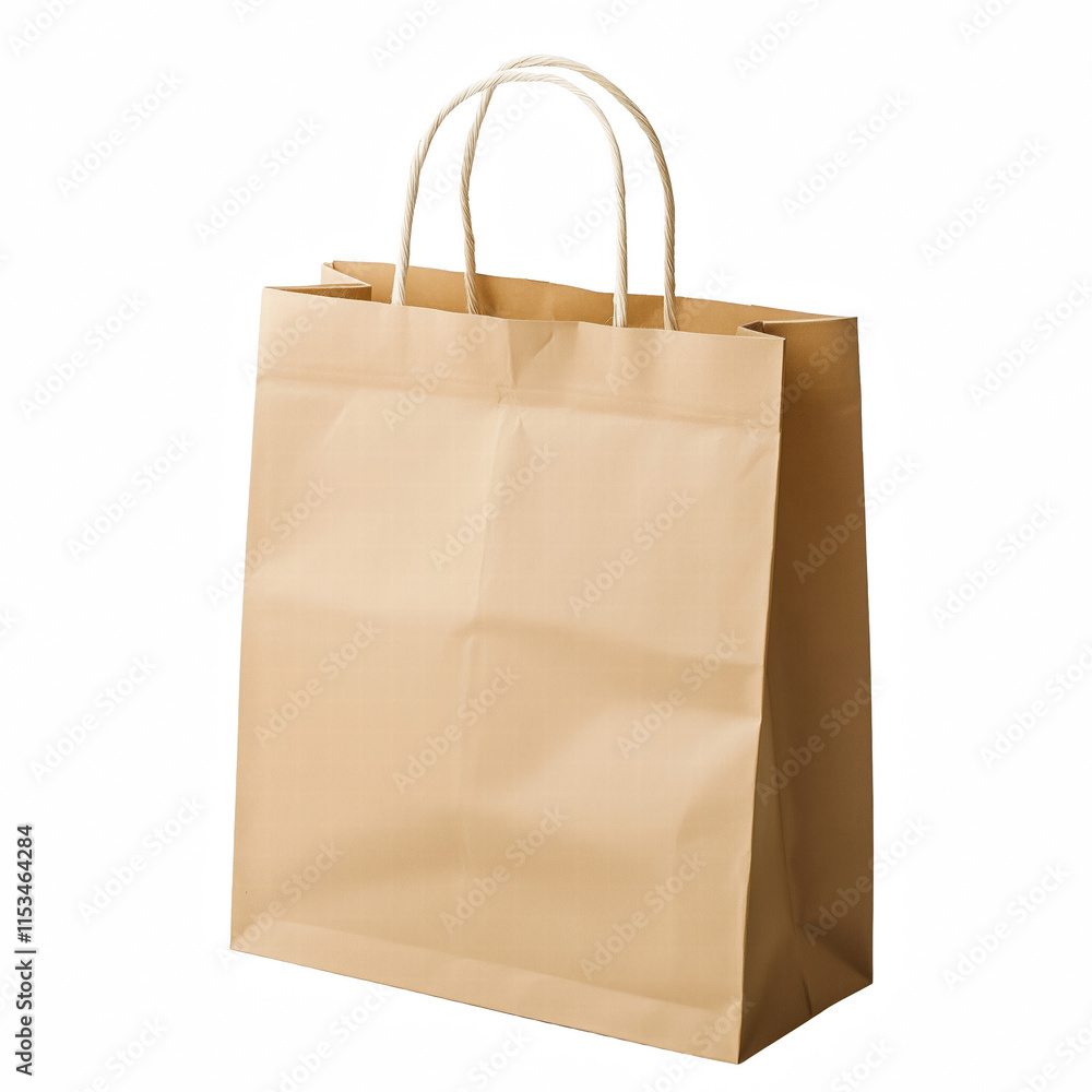 brown paper bag with handles isolated on transparent background Generative Ai. brown paper bag with handles isolated on transparent background Generative Ai.