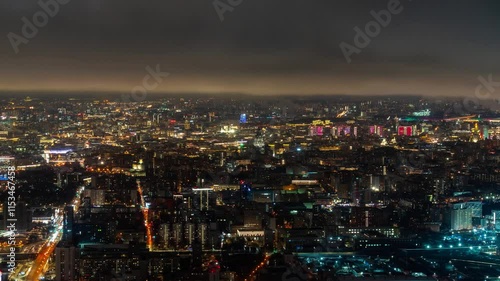 Wallpaper Mural MOSCOW, RUSSIA - NOVEMBER 9, 2024: Nighttime city view showcasing illuminated buildings and bustling streets in Moscow TL Torontodigital.ca