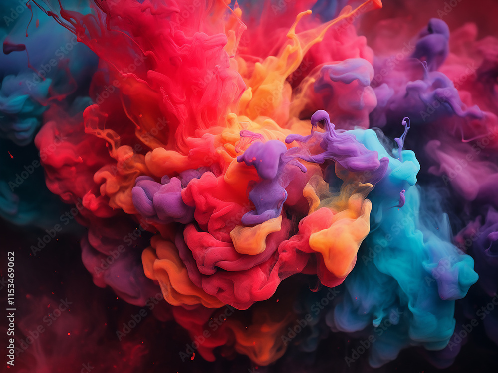 Obraz premium Colorful stain with a deep and vibrant hue spreading across the surface