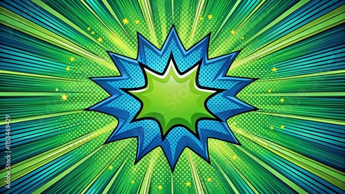 Green & Blue Comic Book Explosion Burst Background - Cartoon Graphic Design