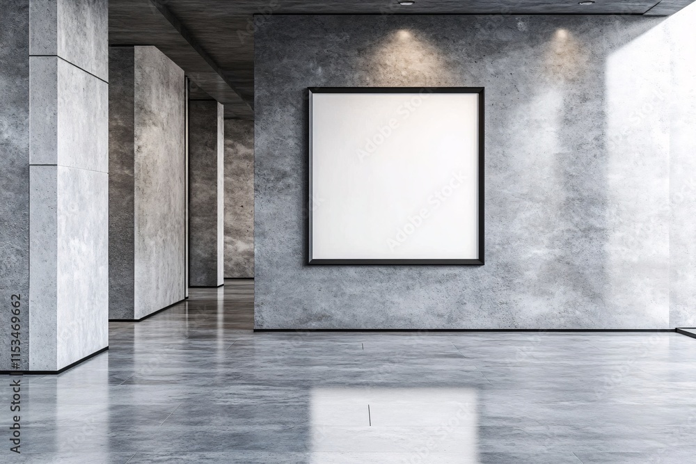 Modern Concrete Interior Design with Empty Frame Modern Concrete Interior Design with Empty Frame