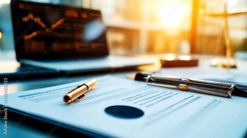 Fototapeta premium Approval process for aml check report in corporate environment document review with data analysis overview