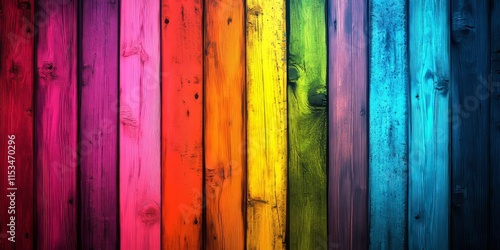 Obraz na płótnie Fluorescent colors on a wooden background create a vibrant and eye catching visual display, showcasing the striking contrast of fluorescent hues against the warm tones of wood. w salonie