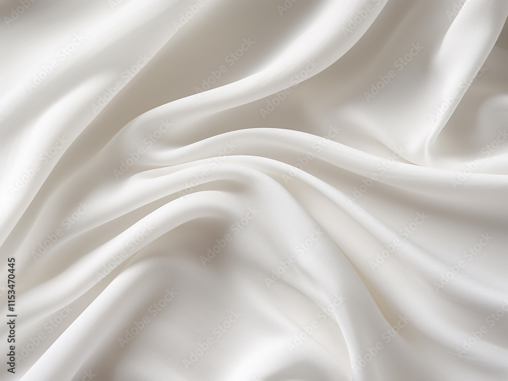 Smooth, wavy folds of white fabric texture on a soft cloth background Smooth, wavy folds of white fabric texture on a soft cloth background