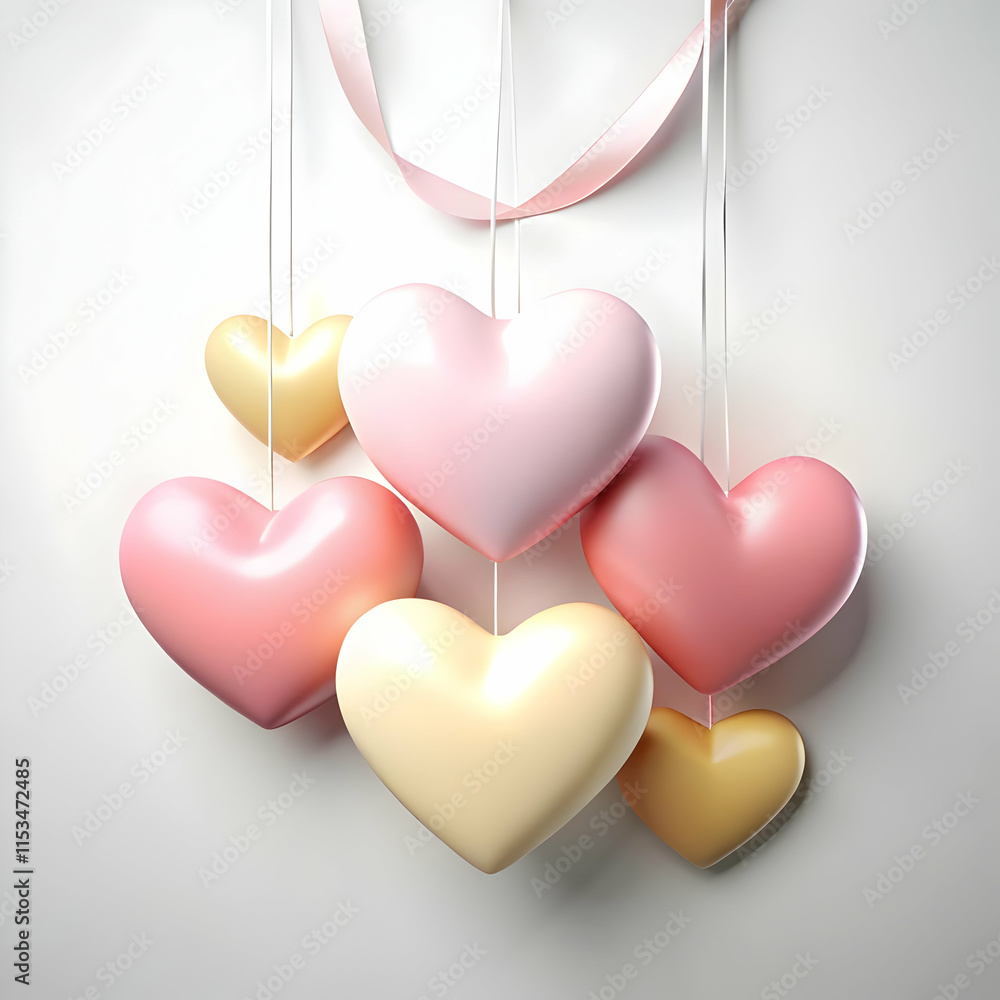 Valentine Heart-Shaped Decor with Pastel Ribbons and Soft Glow in Tender Ambiance - Designer Clips and Delicate Shapes Valentine Heart-Shaped Decor with Pastel Ribbons and Soft Glow in Tender Ambiance - Designer Clips and Delicate Shapes