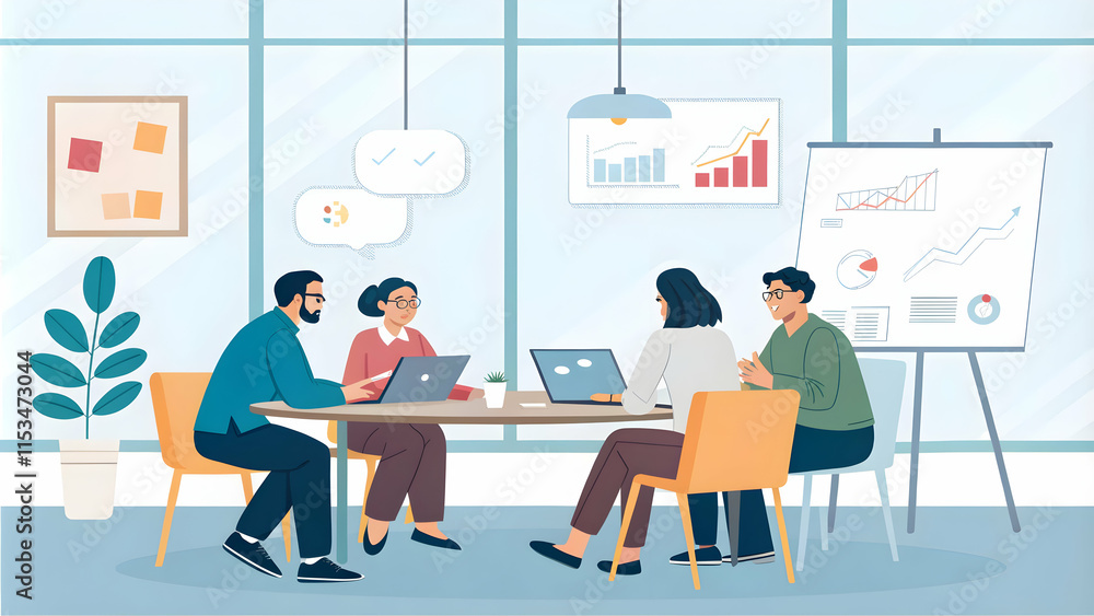 Managers Strategizing for Enhanced Productivity and Output in Meeting Room with Copy Space Managers Strategizing for Enhanced Productivity and Output in Meeting Room with Copy Space