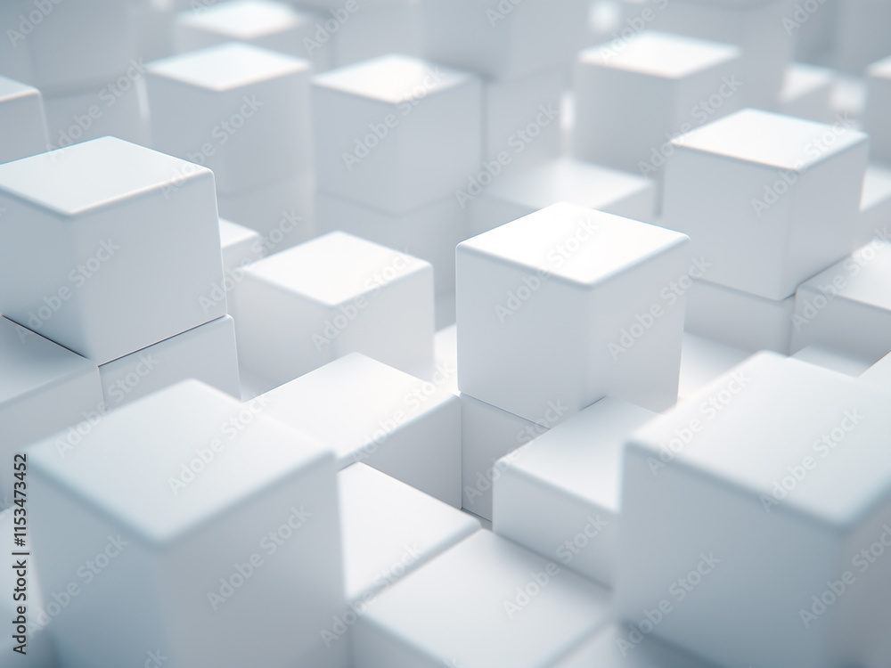 Modern abstract pattern of white cubes in 3D offering a sleek, futuristic look Modern abstract pattern of white cubes in 3D offering a sleek, futuristic look