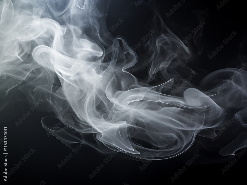 White smoke swirling in the air forming an abstract design White smoke swirling in the air forming an abstract design