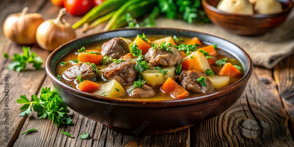 Obraz Hearty Irish Beef Stew with Potatoes and Carrots – Rustic Food Photography