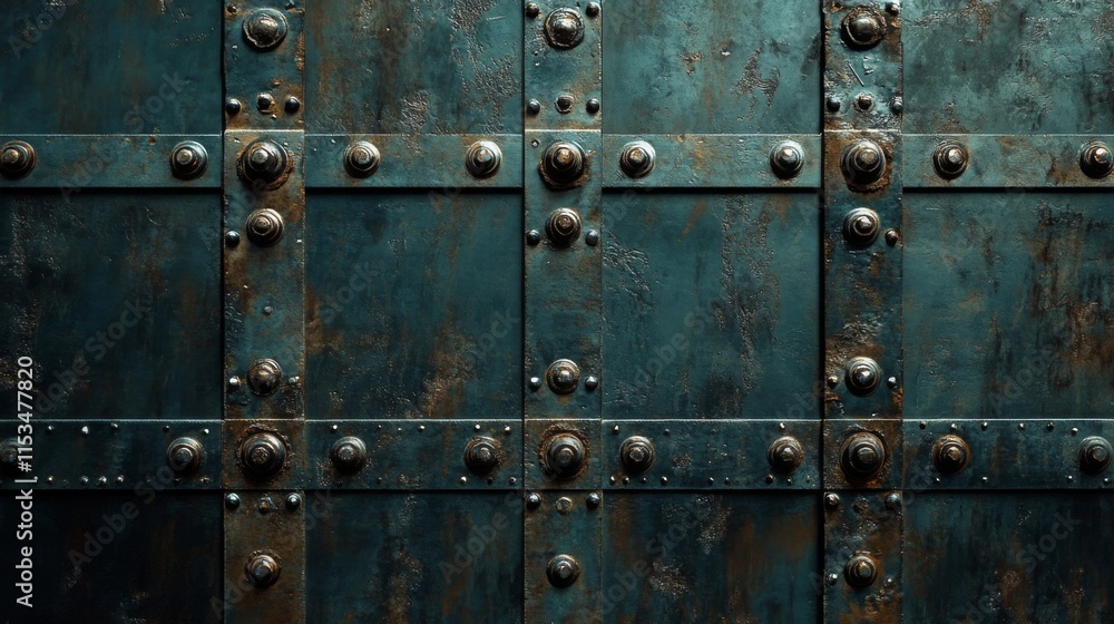 Rustic Metal Panel With Rivets And Aged Texture Rustic Metal Panel With Rivets And Aged Texture