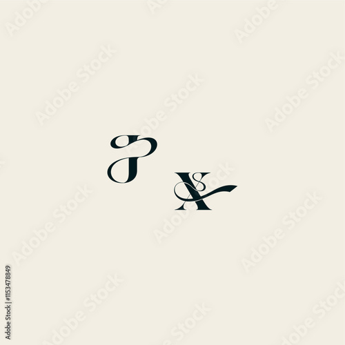 XJ letter wedding monogram elegant fancy curve logo bold and hairline initial