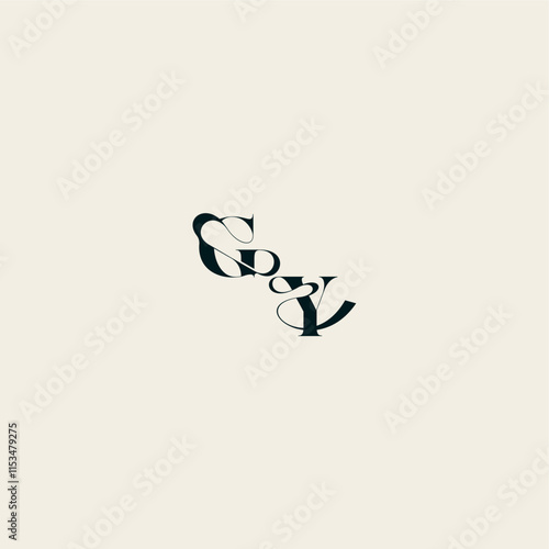 YG letter wedding monogram elegant fancy curve logo bold and hairline initial