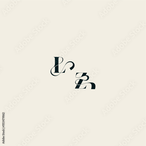 ZL letter wedding monogram elegant fancy curve logo bold and hairline initial