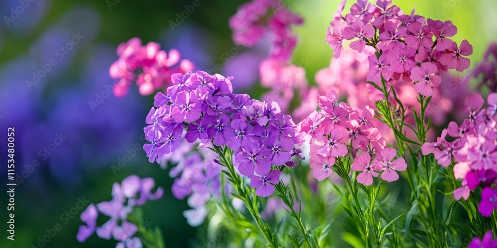 Purple and pink Dame s rocket flowers, Hesperis matronalis, flourish beautifully in the summer garden, showcasing the vibrant colors of these remarkable Dame s rocket blooms. Purple and pink Dame s rocket flowers, Hesperis matronalis, flourish beautifully in the summer garden, showcasing the vibrant colors of these remarkable Dame s rocket blooms.