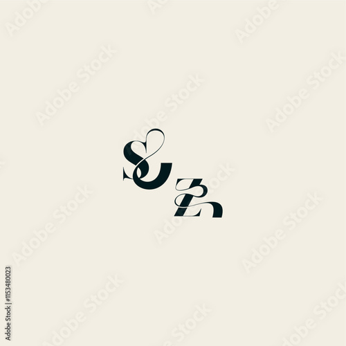 ZS letter wedding monogram elegant fancy curve logo bold and hairline initial