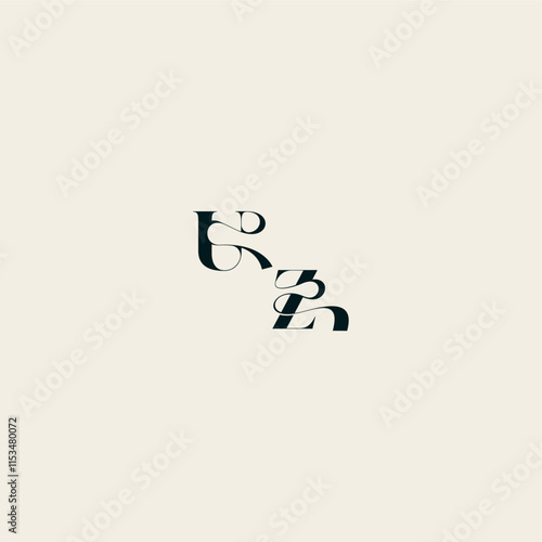 ZU letter wedding monogram elegant fancy curve logo bold and hairline initial