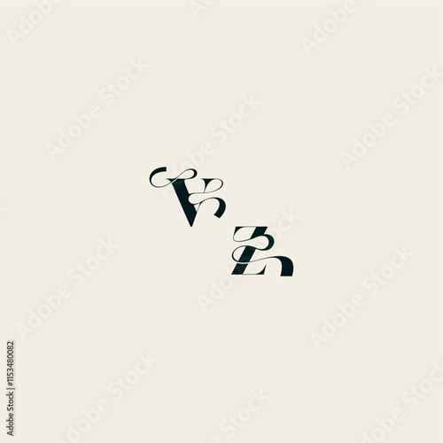ZV letter wedding monogram elegant fancy curve logo bold and hairline initial