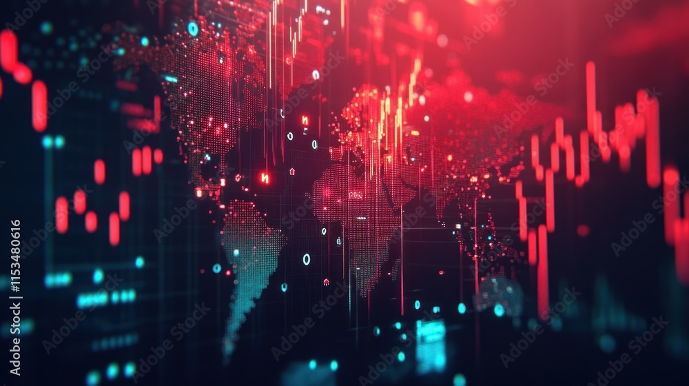 A dynamic visualization of global financial markets, with interconnected currency symbols, graphs, and economic indicators A dynamic visualization of global financial markets, with interconnected currency symbols, graphs, and economic indicators
