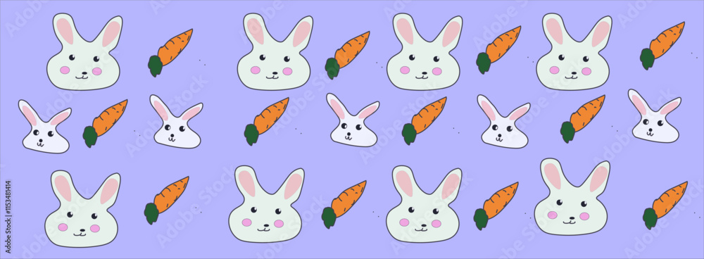 vector illustration of bunny and carrot. on light blue background. Happy Easter. vector illustration of bunny and carrot. on light blue background. Happy Easter.