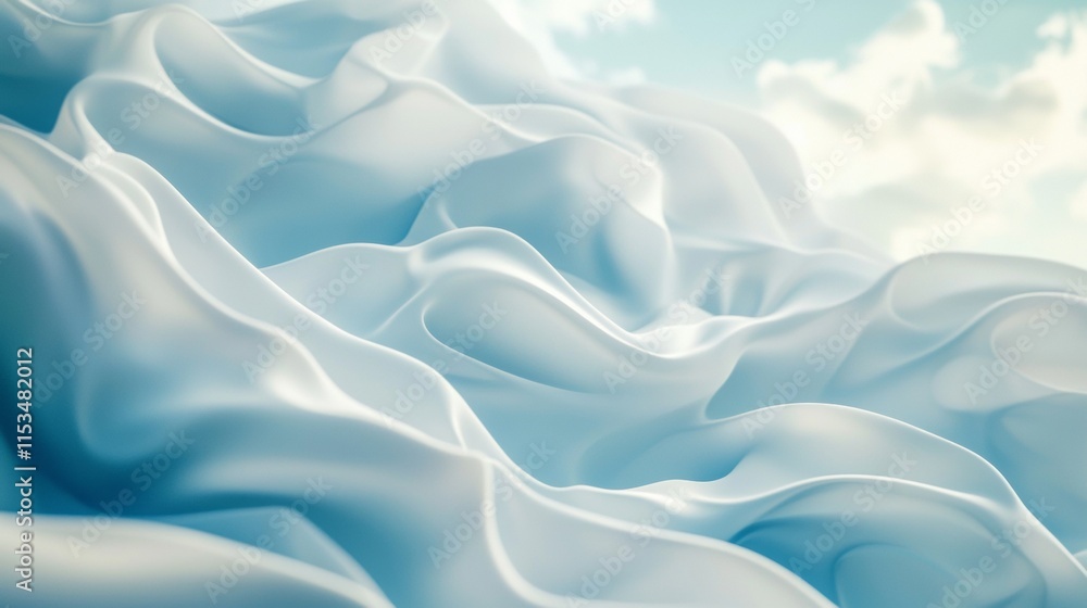 Obraz premium Soft white fabric folds creating a dreamy cloud-like texture