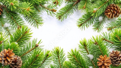 Wallpaper Mural Isolated Pine Tree Branches Frame, Christmas Tree Branch Border, Festive Holiday Background Torontodigital.ca
