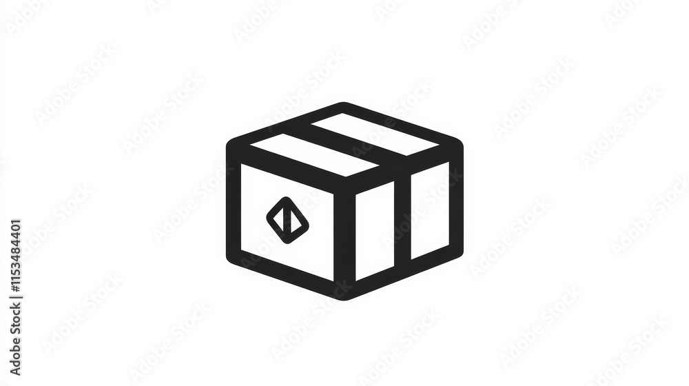 Simple Outline of a Box with Symbols for Delivery and Shipping Simple Outline of a Box with Symbols for Delivery and Shipping