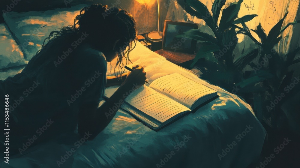 Relaxing Journaling in a Cozy Bedroom Setting Relaxing Journaling in a Cozy Bedroom Setting