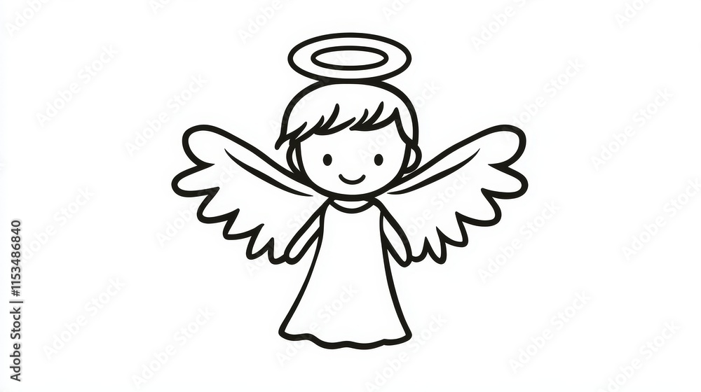 Cute Cartoon Angel With Halo and Wings for Illustration Projects Cute Cartoon Angel With Halo and Wings for Illustration Projects