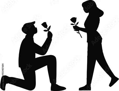 Propose love each other, silhouette